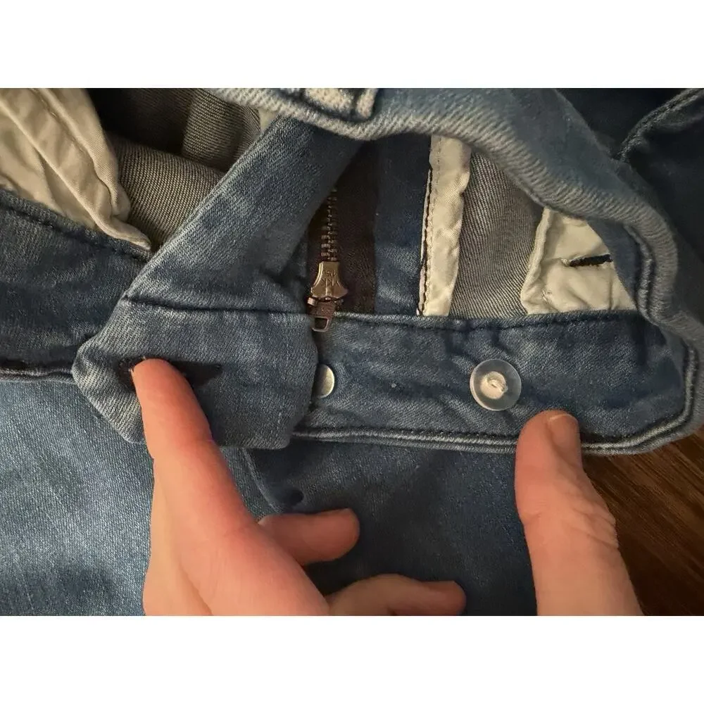 Frank & Eileen Wicklow Blue Denim Italian Chino Crop Raw Hem Mid-Rise Size 4